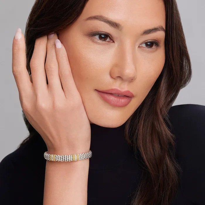 Lagos Bracelets Caviar Lux Three Station Diamond Caviar Bracelet 9mm Lagos Bracelets Caviar Lux Three Station Diamond Caviar Bracelet 9mm