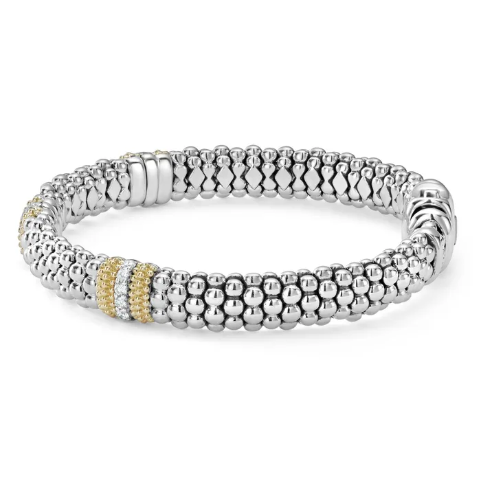 Lagos Bracelets Caviar Lux Three Station Diamond Caviar Bracelet 9mm Lagos Bracelets Caviar Lux Three Station Diamond Caviar Bracelet 9mm