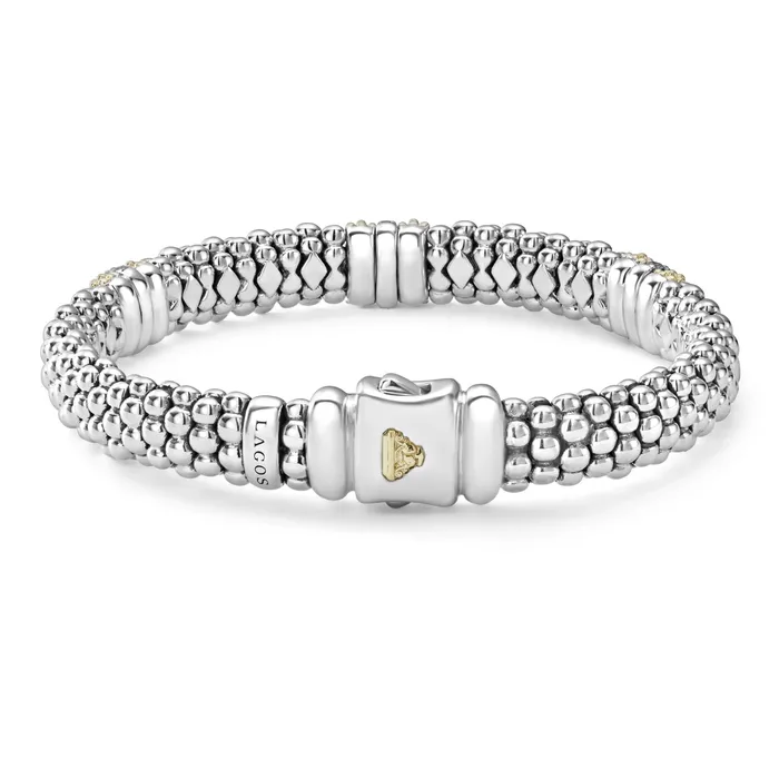 Lagos Bracelets Caviar Lux Three Station Diamond Caviar Bracelet 9mm Lagos Bracelets Caviar Lux Three Station Diamond Caviar Bracelet 9mm
