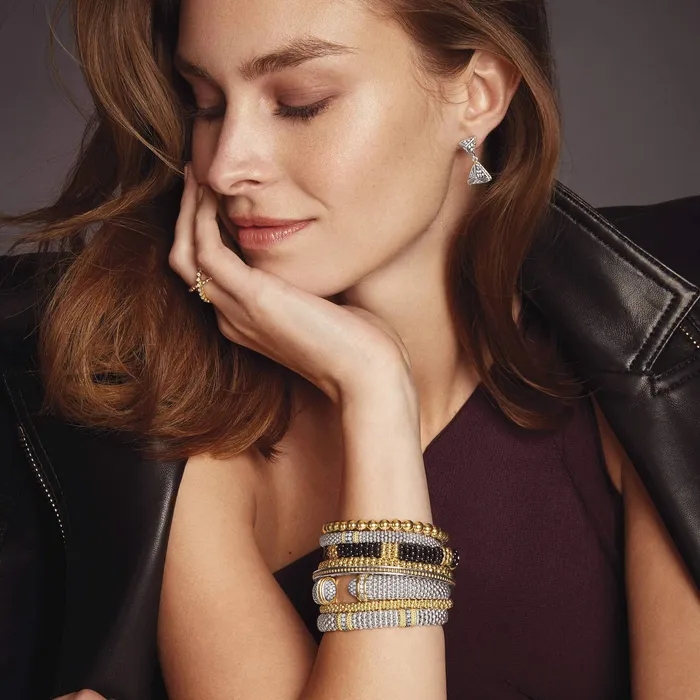 Lagos Bracelets Caviar Lux Three Station Diamond Caviar Bracelet 9mm Lagos Bracelets Caviar Lux Three Station Diamond Caviar Bracelet 9mm