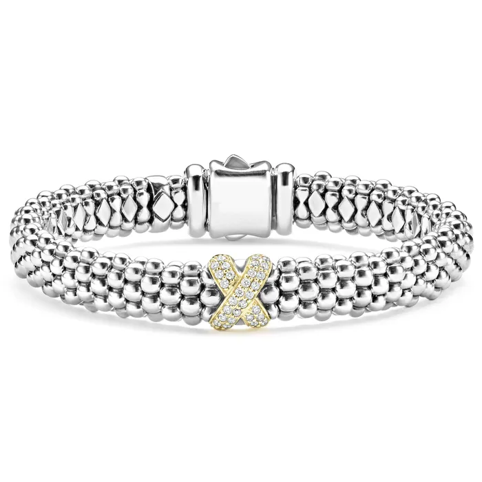 Lagos Bracelets Embrace TwoTone X Caviar Diamond Bracelet 9mm