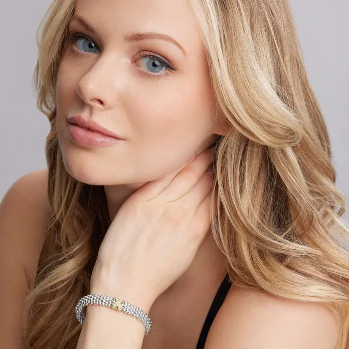 Lagos Bracelets Embrace TwoTone X Caviar Diamond Bracelet 9mm Lagos Bracelets Embrace TwoTone X Caviar Diamond Bracelet 9mm