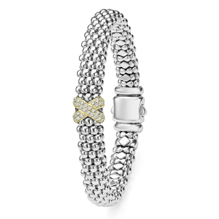 Lagos Bracelets Embrace TwoTone X Caviar Diamond Bracelet 9mm Lagos Bracelets Embrace TwoTone X Caviar Diamond Bracelet 9mm