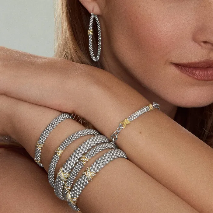 Lagos Bracelets Embrace TwoTone X Caviar Diamond Bracelet 9mm Lagos Bracelets Embrace TwoTone X Caviar Diamond Bracelet 9mm