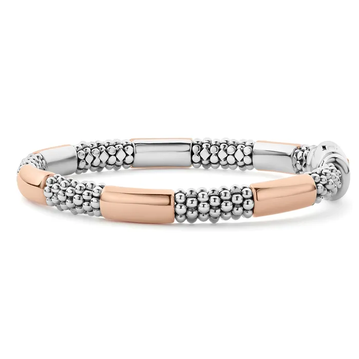LAGOS Bracelets High Bar Rose Gold Station Caviar Bracelet 6mm LAGOS Bracelets High Bar Rose Gold Station Caviar Bracelet 6mm