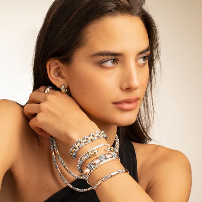LAGOS Bracelets High Bar Rose Gold Station Caviar Bracelet 6mm LAGOS Bracelets High Bar Rose Gold Station Caviar Bracelet 6mm