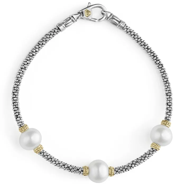 Lagos Bracelets Luna Three Pearl Caviar Bracelet