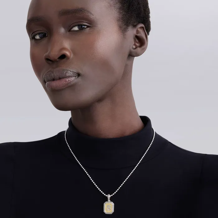 LAGOS Charm Necklaces Signature Caviar Octagon Diamond T Initial Charm LAGOS Charm Necklaces Signature Caviar Octagon Diamond T Initial Charm