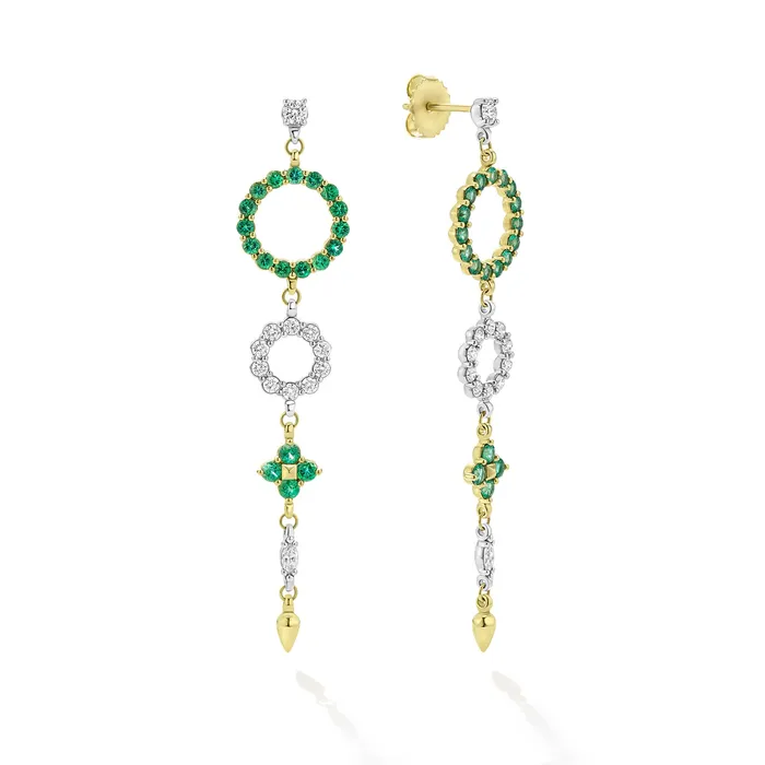 LAGOS Earrings Studio 18K Gold Emerald Diamond Circle Drop Earring