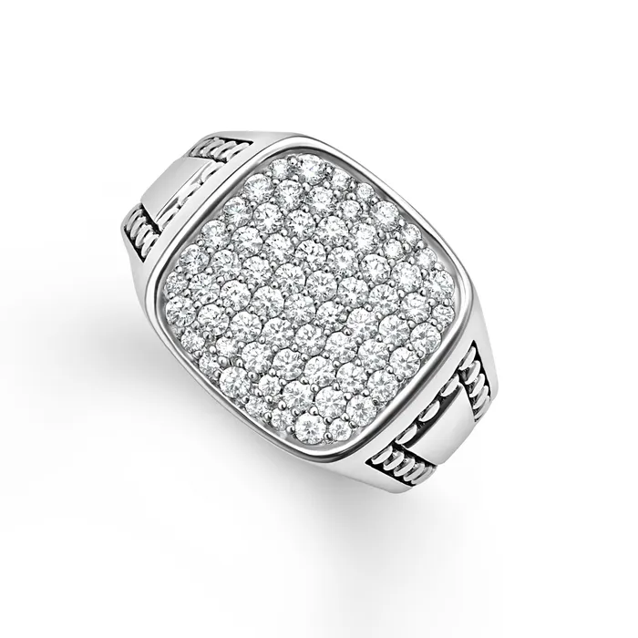 LAGOS Rings Anthem Large Caviar Beaded Square Diamond Ring