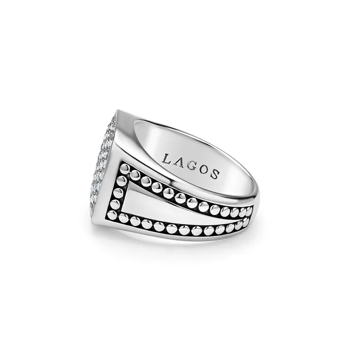 LAGOS Rings Anthem Large Caviar Beaded Square Diamond Ring LAGOS Rings Anthem Large Caviar Beaded Square Diamond Ring