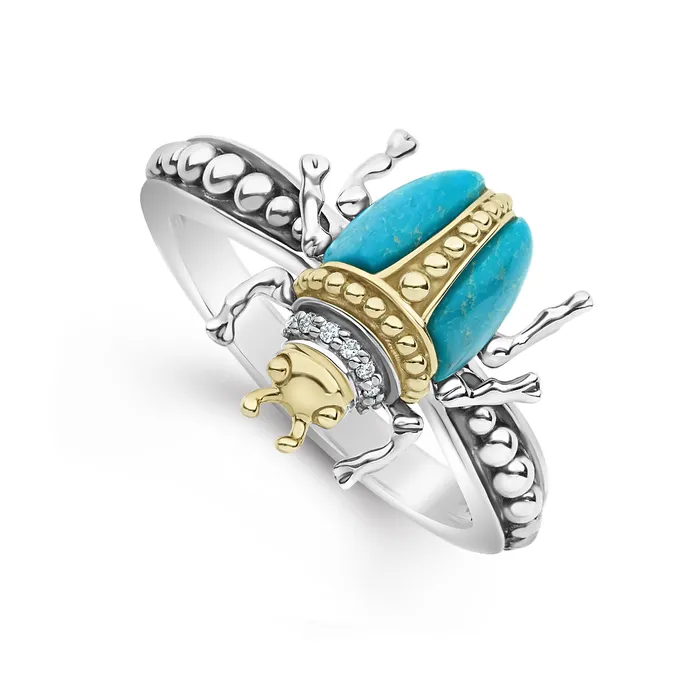 Lagos Rings Rare Wonders Turquoise Beetle Diamond Ring
