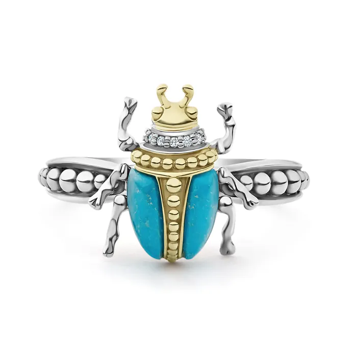 Lagos Rings Rare Wonders Turquoise Beetle Diamond Ring