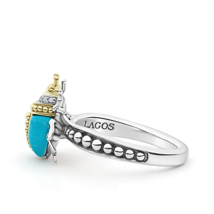 Lagos Rings Rare Wonders Turquoise Beetle Diamond Ring