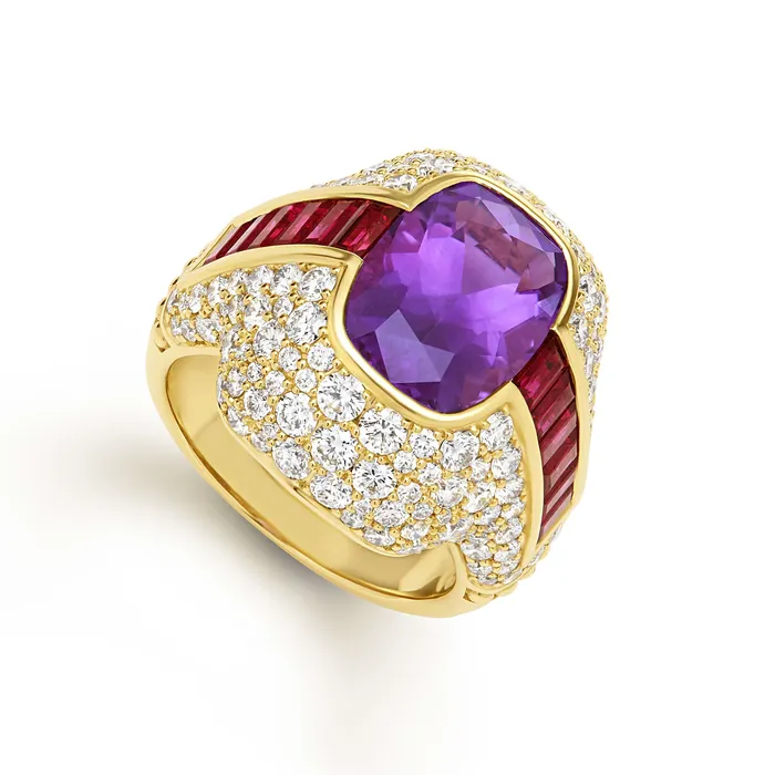 LAGOS Rings Studio 18K Amethyst and Ruby Diamond Ring
