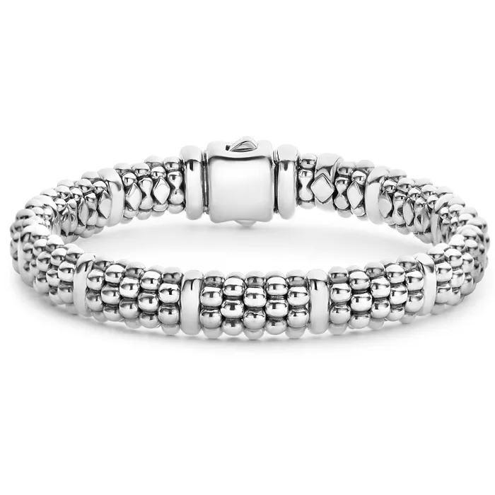 Lagos Signature Caviar Silver Station Caviar Bracelet 9mm Bracelets