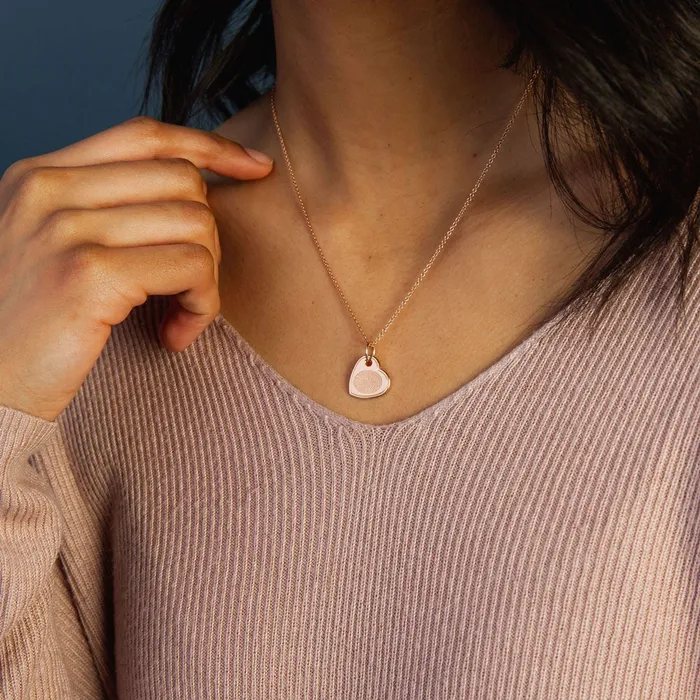 Legacy Touch Charm Necklaces 14k Rose Gold Offset Heart Charm