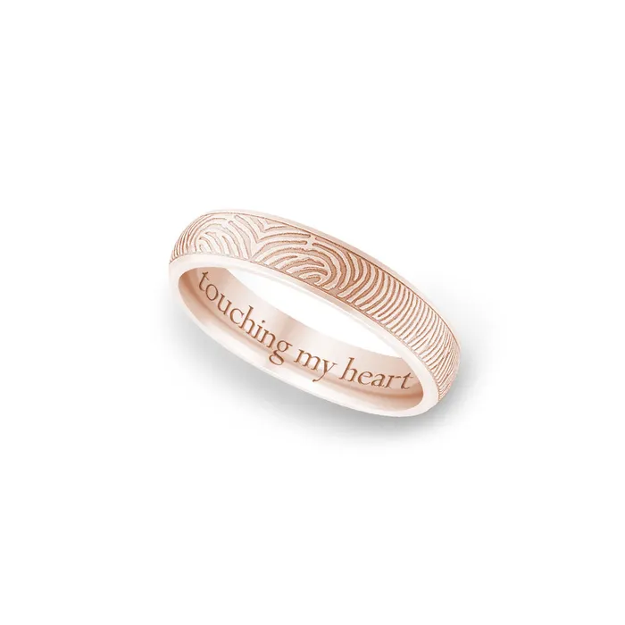 Legacy Touch Rings 14k Rose Gold 4mm Half Round Fingerprint Ring