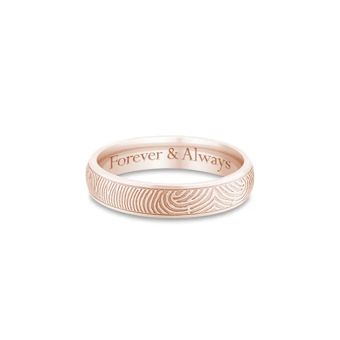 Legacy Touch Rings 14k Rose Gold 4mm Half Round Fingerprint Ring