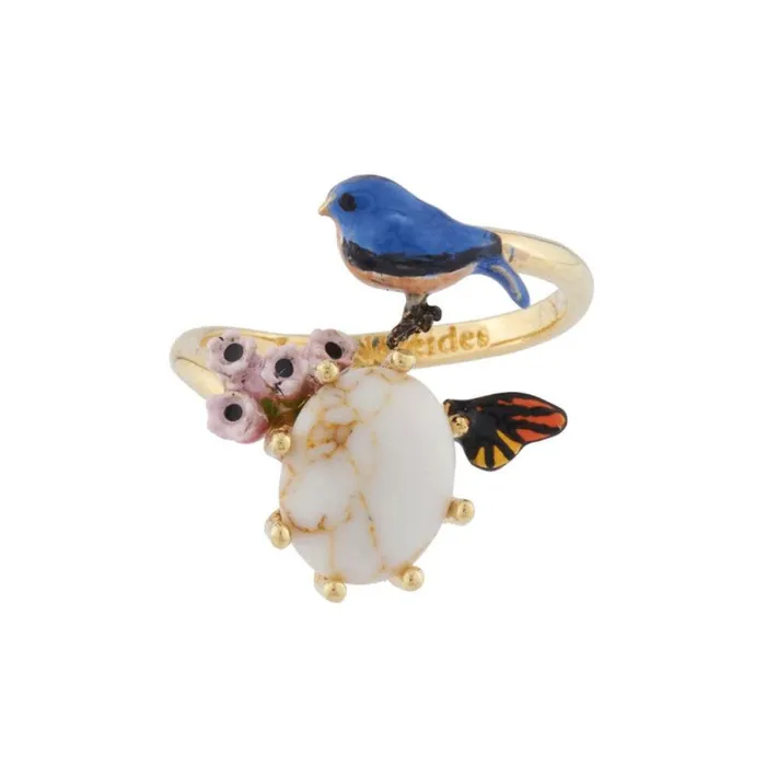 Les Nereides Adjustable Ring With Chickadee And Stone Les Nereides Rings Les Nereides Adjustable Ring With Chickadee And Stone Les Nereides Rings