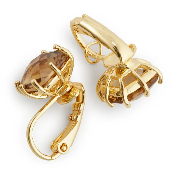 Les Nereides Golden Brown Diamantine Square Stone ClipOn Earrings Les Nereides Earrings Les Nereides Golden Brown Diamantine Square Stone ClipOn Earrings Les Nereides Earrings