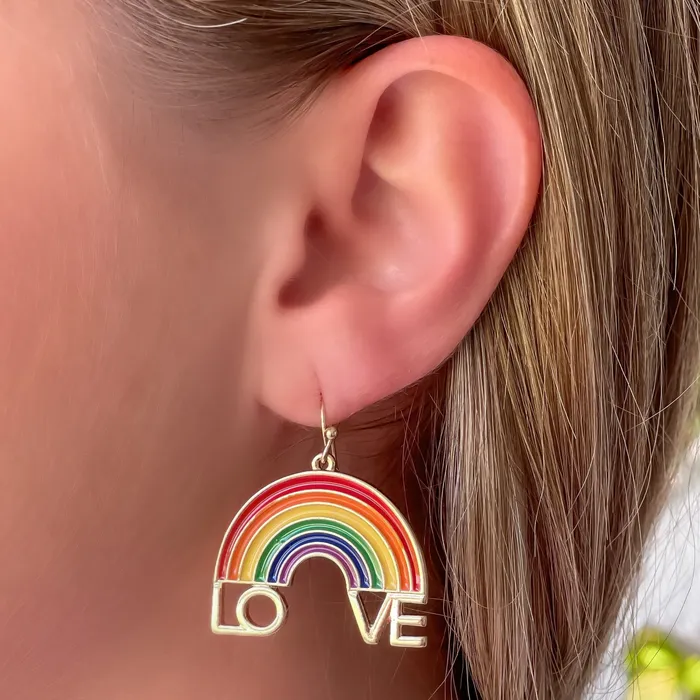 LOVE Enamel Rainbow Dangle Earrings Prep Obsessed RNK Earrings