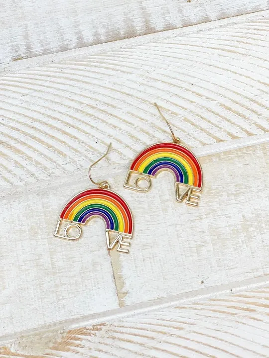 LOVE Enamel Rainbow Dangle Earrings Prep Obsessed RNK Earrings