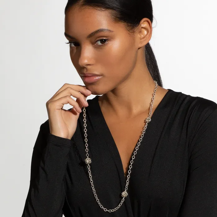 Love Knot Four Station TwoTone Love Knot Necklace LAGOS Necklaces Love Knot Four Station TwoTone Love Knot Necklace LAGOS Necklaces