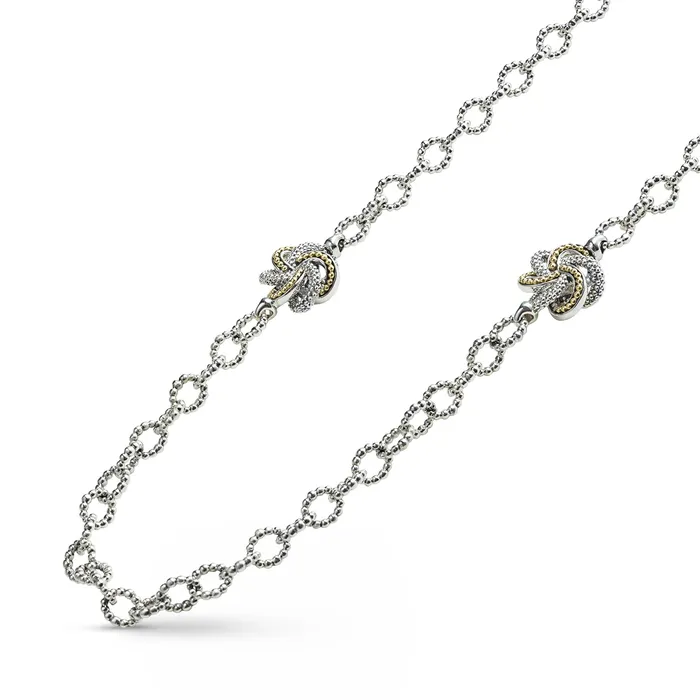Love Knot Four Station TwoTone Love Knot Necklace LAGOS Necklaces Love Knot Four Station TwoTone Love Knot Necklace LAGOS Necklaces
