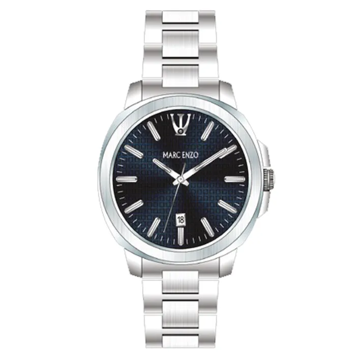 Marc Enzo Watches Marc Enzo Gents Blue Dial Stainless Steel Quartz Watch