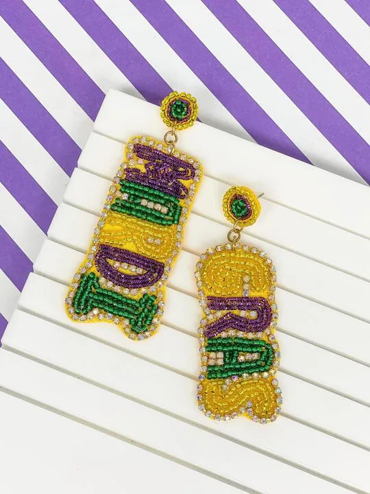 Mardi Gras Beaded Rhinestone Beaded Earrings Prep Obsessed TI Earrings