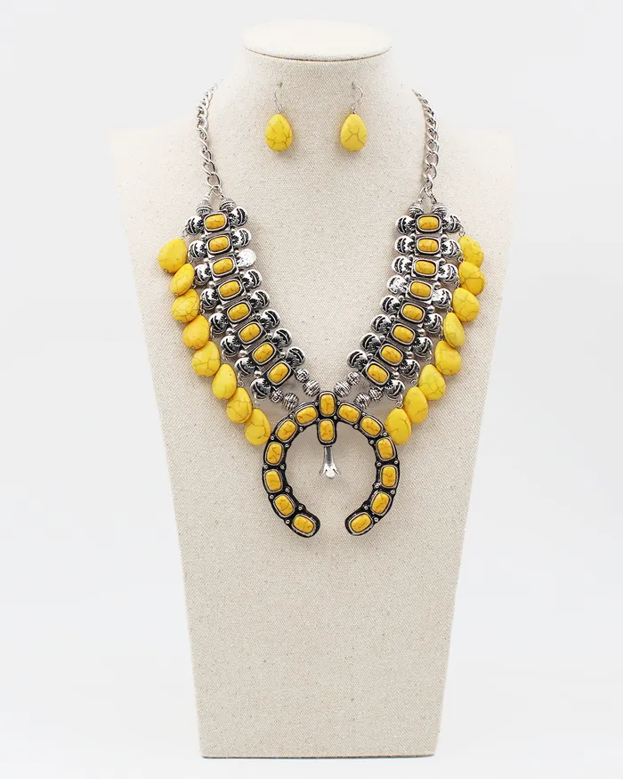 Necklaces 12142023 Southwestern Squash Blossom Statement Necklace Set