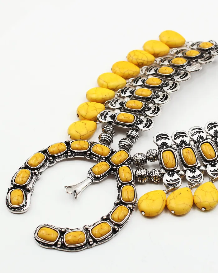 Necklaces 12142023 Southwestern Squash Blossom Statement Necklace Set Necklaces 12142023 Southwestern Squash Blossom Statement Necklace Set