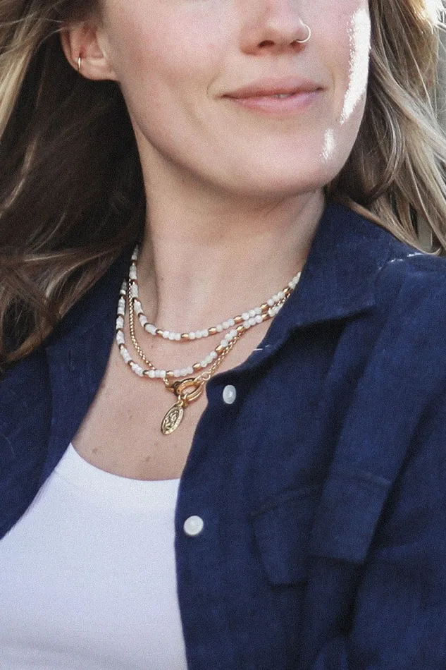 Necklaces Air Anchor Tiny Treasure Beaded Gemstone Necklace