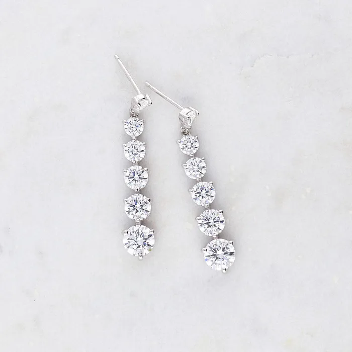Necklaces BERRICLE Graduated CZ Necklace and Earrings in Sterling Silver