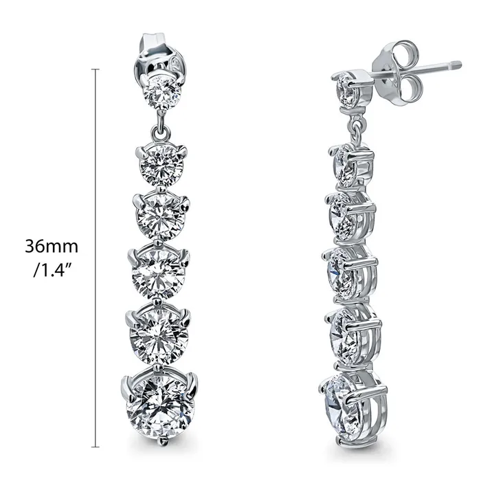 Necklaces BERRICLE Graduated CZ Necklace and Earrings in Sterling Silver