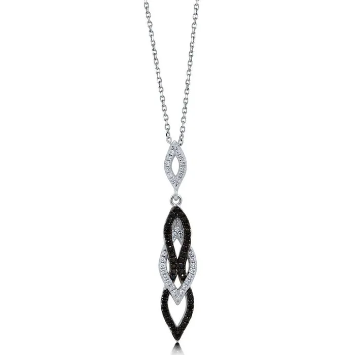 Necklaces Black White CZ Necklace in Sterling Silver BERRICLE