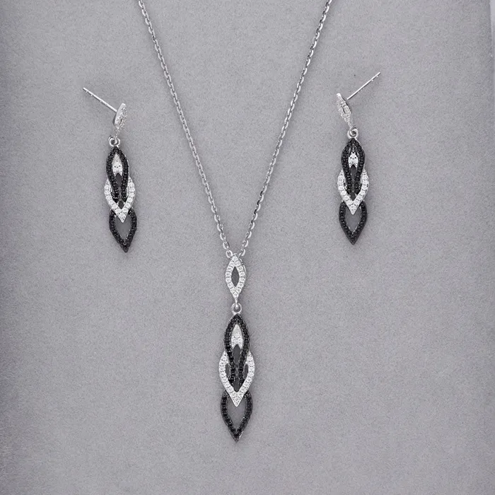 Necklaces Black White CZ Necklace in Sterling Silver BERRICLE