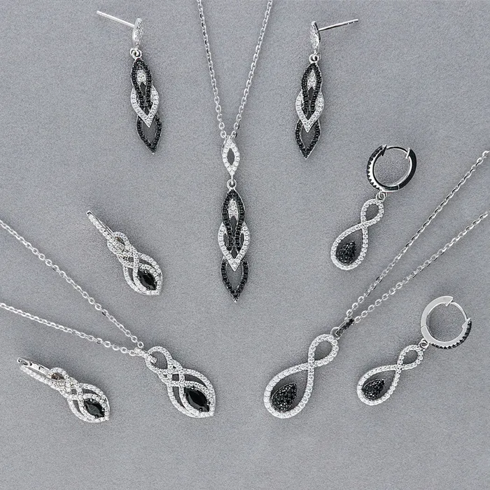 Necklaces Black White CZ Necklace in Sterling Silver BERRICLE