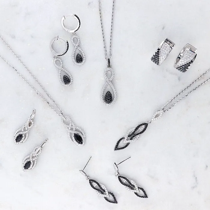 Necklaces Black White CZ Necklace in Sterling Silver BERRICLE