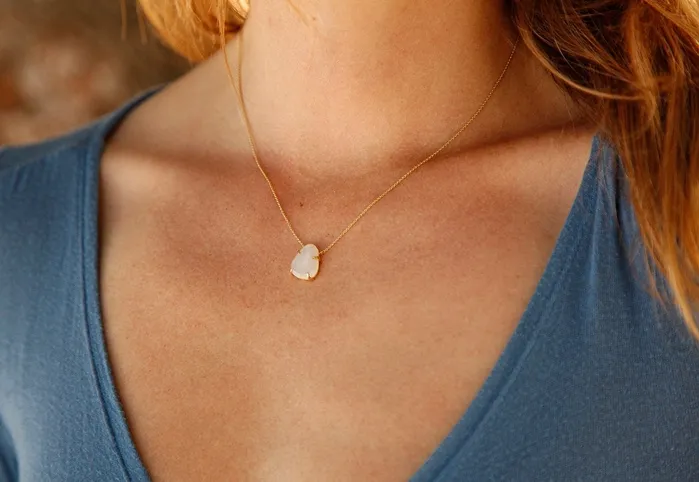 Necklaces Capucinne Floating Moonstone Necklace Gold Gemstone Necklace