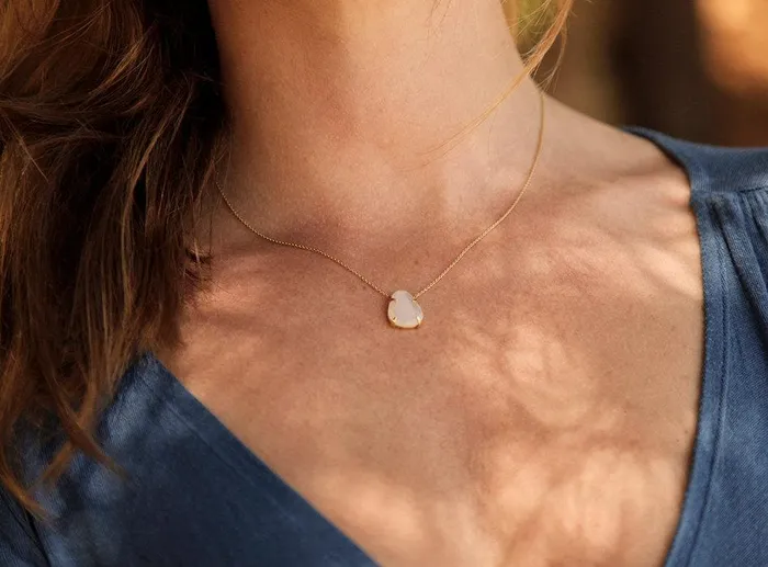 Necklaces Capucinne Floating Moonstone Necklace Gold Gemstone Necklace