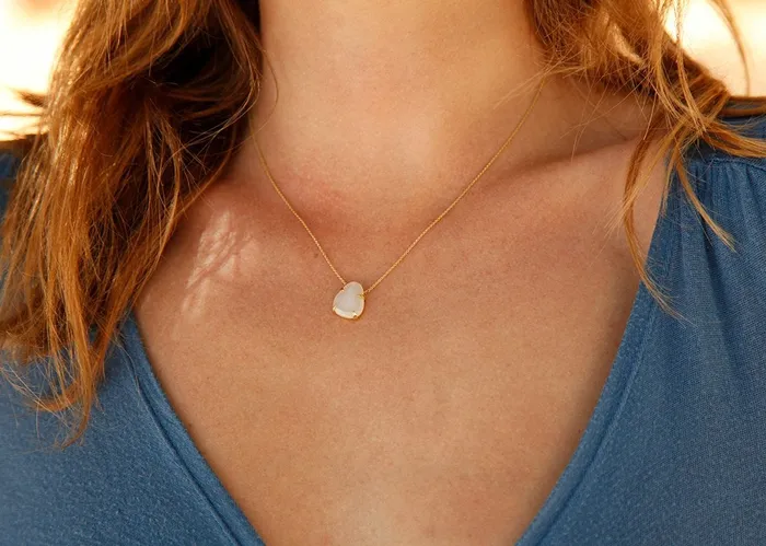 Necklaces Capucinne Floating Moonstone Necklace Gold Gemstone Necklace