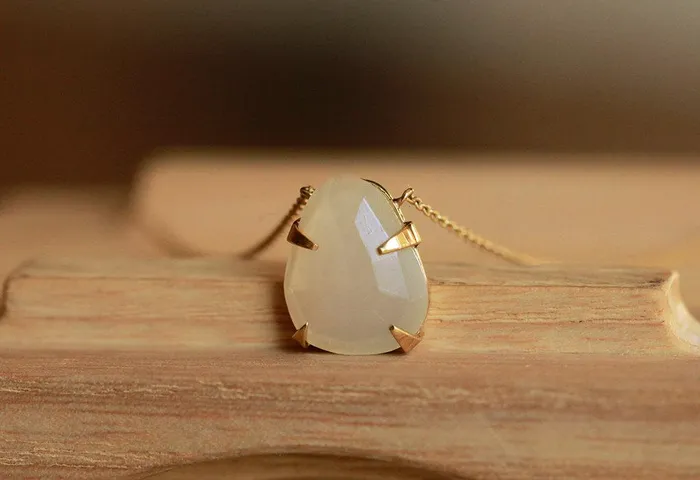 Necklaces Capucinne Floating Moonstone Necklace Gold Gemstone Necklace