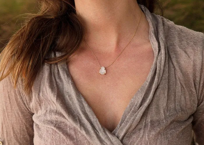 Necklaces Capucinne Floating Moonstone Necklace Gold Gemstone Necklace