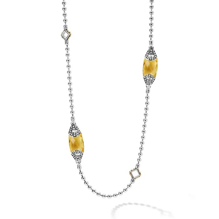 Necklaces Lagos Caviar Color Six Station Citrine Necklace