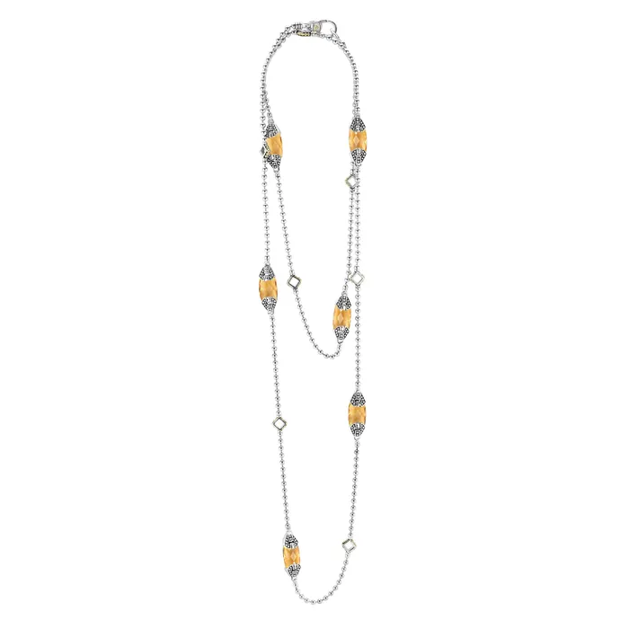 Necklaces Lagos Caviar Color Six Station Citrine Necklace Necklaces Lagos Caviar Color Six Station Citrine Necklace