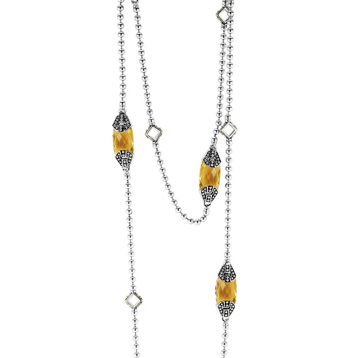 Necklaces Lagos Caviar Color Six Station Citrine Necklace Necklaces Lagos Caviar Color Six Station Citrine Necklace