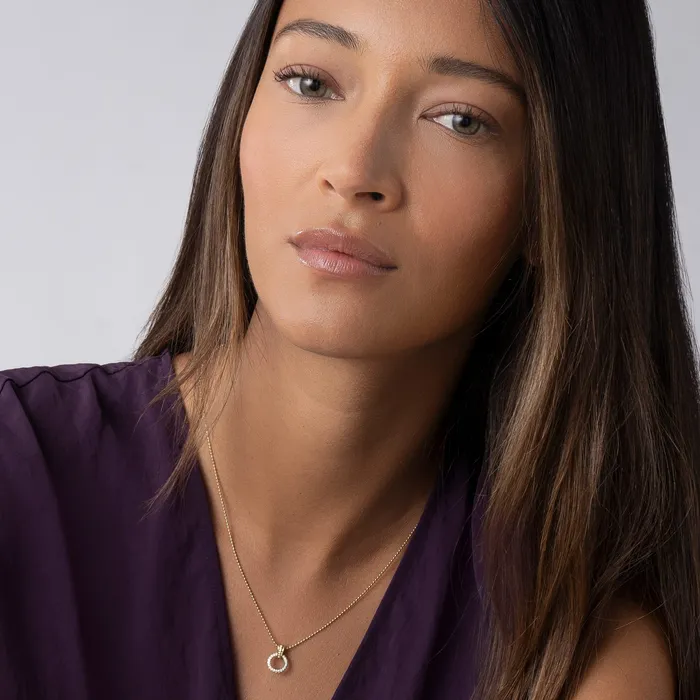Necklaces LAGOS Meridian 18K Gold Diamond Circle Pendant Necklace Necklaces LAGOS Meridian 18K Gold Diamond Circle Pendant Necklace