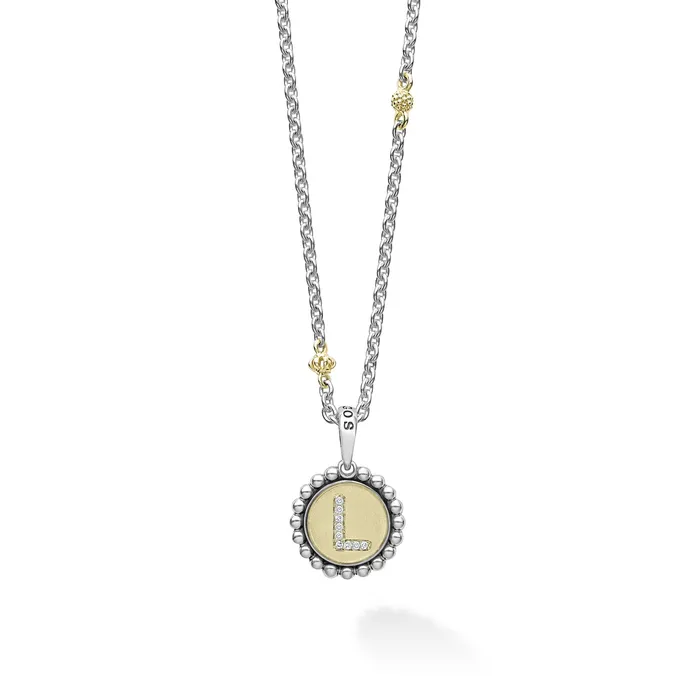 Necklaces Signature Caviar L Initial Diamond Charm Necklace LAGOS